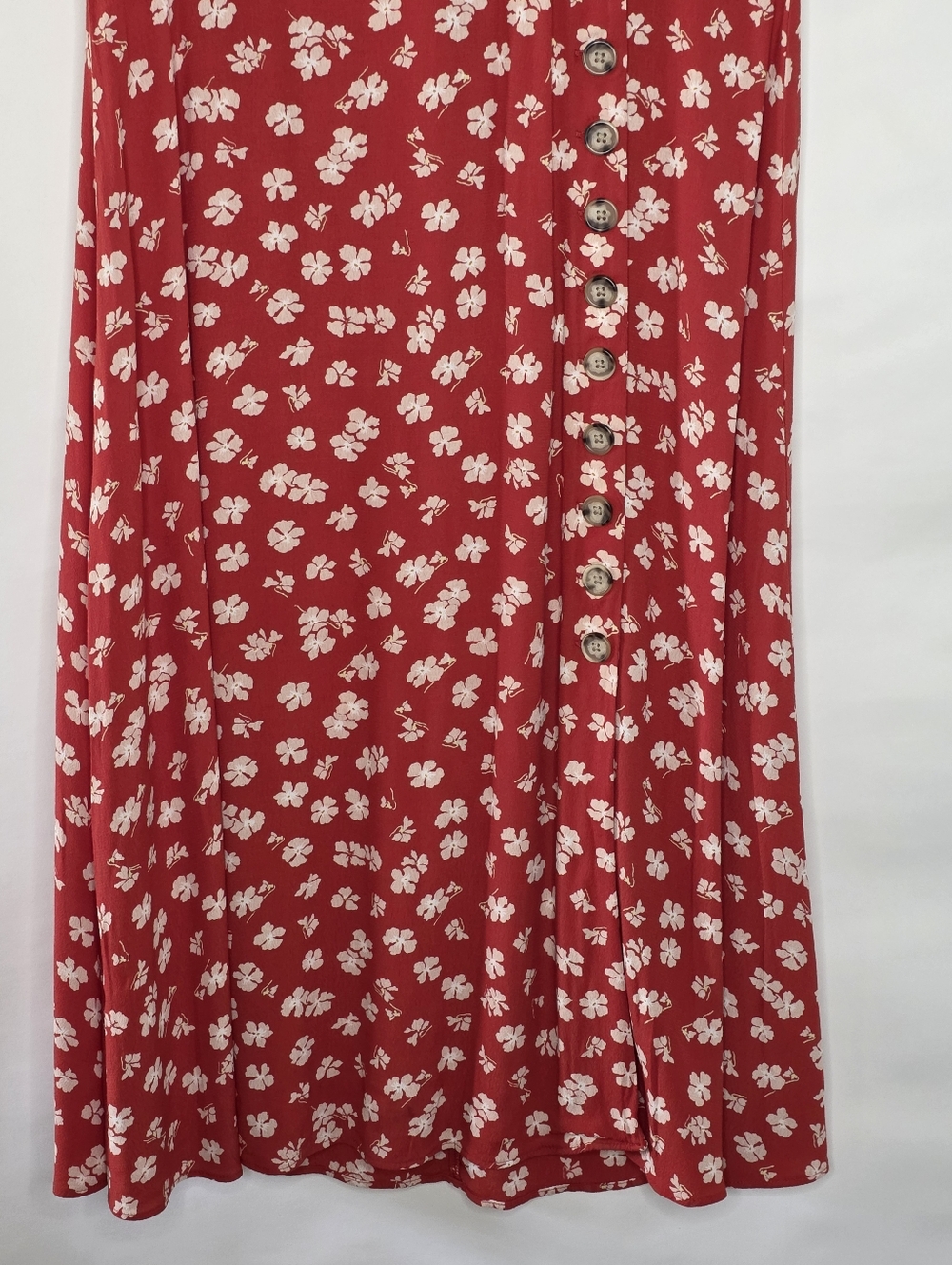 Madewell Hibiscus Print Button Wrap Midi Dress Size 6 Floral Viscose Summer - Picture 4 of 13
